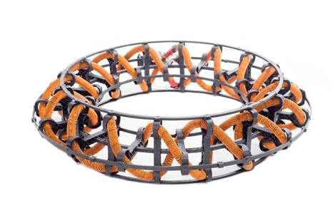 Double helix coil structure against white background
